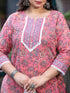 Women Plus Size Peach Pure Cotton Kurta Set With Dupatta